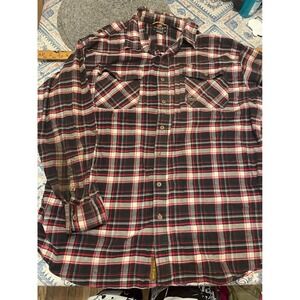 Ariat Rebar Mens 3XL Plaid Work Shirt Red Black Long Sleeve Button Down Flannel